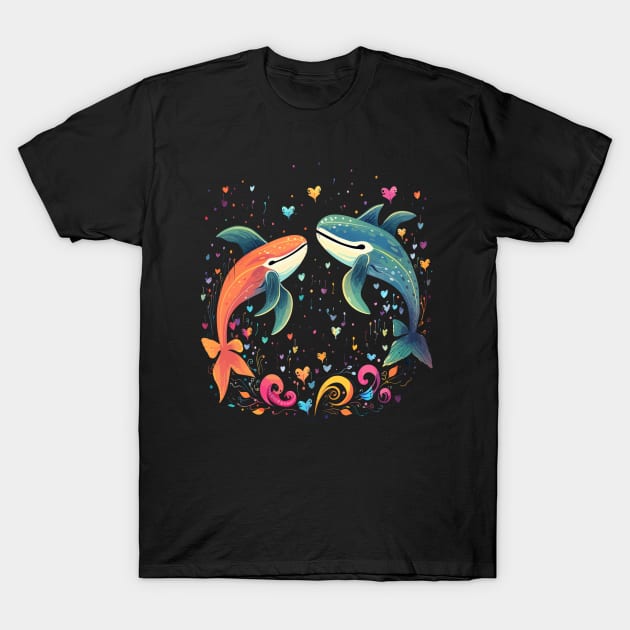 Whale Couple Valentine T-Shirt by JH Mart